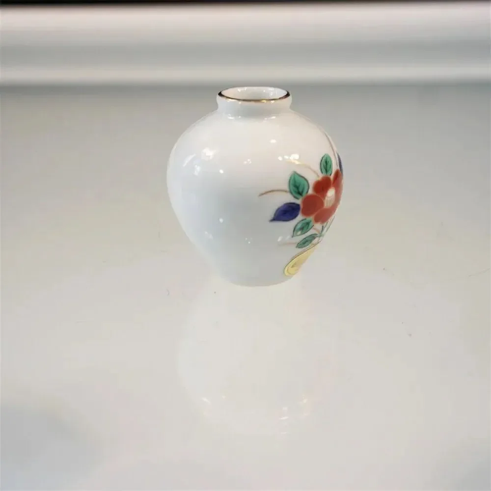 Vintage Arita Ware Vase Miniature Floral Porcelain Original Foil Sticker Japan